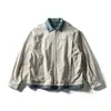 Chaqueta de mezclilla patchwork de dos piezas falsas en bloques de color retro americano Rumeng para hombre, otoño, corte holgado, diseño moderno, chaqueta de trabajo