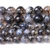 Cuentas sueltas de ágata con diseño de dragón negro de piedra natural, cuentas redondas de ágata con diseño de dragón negro, accesorios de joyería DIY tejidos al por mayor