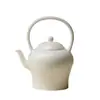 Tetera Blanca de Cerámica Dulce Blanca Porcelana Dinastías Tang y Song con Asa, Juego de Té Kung Fu para Uso en Casa, Tetera para Preparar Té con Filtro de Agujeros Redondos, Estilo Dinastías Tang y Song
