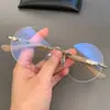 Monturas de Gafas Perforadas Sin Marco, Estilo Retro Redondo para Hombres y Mujeres, Adecuadas para Lentes Graduados