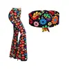 Calça Boca de Sino Retrô Anos 70 Feminina de Seda Leite Estampada Hippie Longa Fantasia para Festa de Halloween