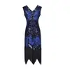 Vestido de Noite Gatsby Retrô dos Anos 1920 S-4XL com Franjas, Bordado Pesado, Decote em V, Vestido de Baile Plus Size