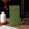 Caja de Empaque Rectangular de Madera con Tapa y Base para Peine, Caja de Regalo Colgante de Borla para Coche, Caja de Empaque de Papel Floral Verde
