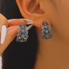 Aretes Ovalados Retro de Estilo Étnico con Forma de C Tallados Antiguos Retro para Mujer Moda Transfronteriza Europea y Americana Aretes Elegantes Simples