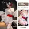 Bata Sexy Lencería con Pecho al Descubierto, Conjunto de Kimono Estilo Japonés, Atrevida Ropa de Dormir Transparente Sin Quitarse, Seductora Qqny7846