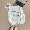 Recomendação popular~ Camiseta de manga longa com estampa de banco de desenho animado para mulheres, saída de praia com proteção solar de verão, solta, casual, versátil, camisa para ar condicionado que rejuvenesce