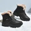 Botas de Neve da Estação Sapatos Casuais Masculinos para Exterior Com Veludo Quente Sapatos do Nordeste Sola Macia Borracha Algodão Botas