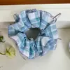 Azules de PrimaveraDulce de Principios de Primavera Scrunchie de Cinta Cuadros Doble Capa Suave Lazo para Cola de Caballo Accesorio para el Cabello Estilo Japonés