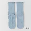 Calcetines de Yoga para Mujer Primavera Verano Borde Enrollado Calcetines de Media Pantorrilla Borde con Volantes Antideslizantes Fitness Deporte Calcetines Largos Pilates Algodón Resistente a Olores
