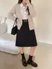 Camisa Estilo Old Money Gola Lapela Manga Longa Falso Duas Peças Top Feminino Outono Inicial Uso Diário Trabalho Bloco de Cores Tricô Trançado Suéter de Lã
