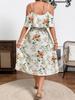 Vestuário Feminino de Comércio Exterior Europeu e Americano Amazon Vestido de Alça Elegante Casual Novo com Babados Estampa Floral Pequena