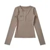8672-26 Otoño estilo coreano ajustado cuello en V liso regular manga larga jersey polar camiseta base