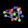 Transfronterizo Nuevo clavo de lengua luminoso barra suave anillo de lengua de color barra de barbell para lengua joyería para perforación Clavo de lengua de barra suave blanco transparente