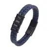 Pulseira Amazon Cross-Border Novo Produto Camada Dupla Couro Preto e Marrom Aço Inoxidável Fecho Magnético Cor Aço Preto Gravada