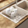 Cesta Escurridora de Fregadero Transfronteriza Escurridor de Fregadero Escurridor de Tazón Retráctil de Acero Inoxidable para Platos Estante de Almacenamiento de Cocina Almacenamiento para Filtración de Agua
