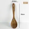 Venda Direta de Fábrica Tailândia Madeira de Teca Madeira Maciça Espátula Colher de Arroz de Madeira Frigideira Antiaderente Espátula de Madeira Cabo Longo Conjunto de Concha de Madeira Atacado
