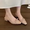 Primer Encuentro Estilo Hada Tacones Altos Sandalias Plateadas de Punta Cerrada para Mujer Verano 2026 Nuevo Estilo Francés Impresionantes Tacones Gruesos Sin Espalda
