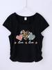 Camiseta de niña con patrón popular transfronterizo que se puede hacer DIY 4-14 años de edad con estampado de dibujos animados para niñas deportiva y de ocio tops de color puro
