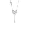 Collar con colgante de flor de circonita y borla de lujo para mujer, diseño de nicho, en plata de ley 925 con lazo