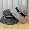 Sombrero de Cubo Nicho Japonés para Mujer Verano Calado Tejido de Paja Sombrero para el Sol Cubre la Cara Sombrero de Pescador Estilo Coreano Sombrero de Cubeta Sombrilla