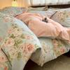 Conjunto Espesso Escovado de Quatro Peças para Outono e Inverno, Roupa de Cama de Algodão Puro Classe A, Têxteis Domésticos Nantong, Conjunto de Três Peças com Lençóis de Cama e Capa de Edredom de Algodão