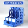 Rack de Armazenamento de Porta-Arquivos de Mesa com Quatro Colunas, Rack de Armazenamento de Informações para Pastas com Porta-Canetas, Estrutura Organizadora de Três Colunas, Caixa de Armazenamento A4