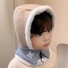 9825 Gorro de Lã Tricotado para Bebê Outono e Inverno Conjunto de Cachecol para Pescoço para Meninos e Meninas Chapéu Infantil Forrado com Lã Quente Chapéu de Peça Única