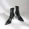 Botines Elásticos Ajustados de Punta Fina para Mujer 2026 Nuevo Otoño/Invierno Tacón Fino Elegantes Tacones Altos Cremallera Lateral Adelgazantes Moda Botines