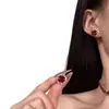 Nuevo Estilo Brillante Rojo con Purpurina Exquisito Gama Alta Cadena para Clavícula y Juego de Pendientes Accesorios para Vestido de Noche Collar