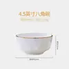 Tigela de Cerâmica de Luxo Leve Moderna Jingdezhen Phnom Penh Porcelana Óssea Tigela de Arroz Cerâmica Doméstica Tigela para Sopa em Pó Tigela para Macarrão Tigela Octogonal