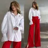 2026 Amazon Transfronteiriço Europeu e Americano Roupas Femininas Solta Botão Lapela Manga Longa Casual Cor Sólida Camisa Novo Estilo