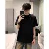 Camiseta de verano de manga corta para hombre, algodón puro, color negro puro, corte limpio, estilo americano resistente y moderno, camiseta básica para hombre