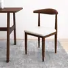 Cadeira de Jantar Minimalista Nórdica com Encosto, Banqueta para Sala de Estudo, Cadeira de Mesa para Estudantes, Uso Doméstico no Quarto, Cadeira Chifre de Ferro Forjado com Acabamento Imitação de Madeira