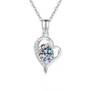 Collar de Plata S925 con Forma de Corazón y Moissanita para Mujer, Adecuado para Uso Diario, Moda Coreana y Japonesa, Cadena Versátil para Clavícula Joyería de Cuello
