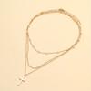 Cadena de Clavícula de Perla Artificial de Moda de Venta Caliente Transfronteriza Colgante en Forma de Cruz Multicapa Collar de Joyería para Mujer Apilado