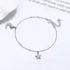 Pulsera de Plata de Ley 925 Estrella y Luna Lujo Ligero Nicho Ins Estrellas Luna Brillo Circonita Joyería Transfronteriza Joyería de Mano de Alta Gama para Mujer