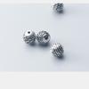 Cuentas redondas geométricas de plata tailandesa S925 de 8-10 mm con patrón, hechas a mano, accesorios de joyería DIY, venta al por mayor, T0328