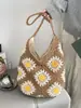 Estilo Coreano Diseño de Nicho Hueco Girasol Bolso Cruzado Casual Gran Capacidad para Mujeres Viajes al Trabajo Bolso Tejido Versátil