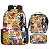Mochila Transfronteriza Nueva Llorido Nocturno de Navidad Halloween Mochila de Poliéster Mochila de Estudiante Bolso Bandolera Set de Tres Piezas