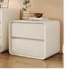 Mesita de noche de lujo ligero, pequeña de madera maciza, mesita de noche simple moderna minimalista de estilo italiano, mueble de almacenamiento de cuero para dormitorio del hogar