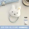 Lindo clip de pelo de peluche de conejo de dibujos animados con flor pequeña, clip de pelo de cuadros azules, accesorio de pelo versátil para niñas, adecuado para coletas y recogidos.