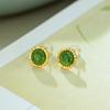 Pendientes de jaspe de Hotan con incrustaciones de plata esterlina S925, pendientes de encaje de coche, estilo simple, estilo de moda exquisito, mujeres de una generación de cabello