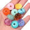 Ábaco Acrílico Degradê Duas Cores Contas Coloridas Furo Grande Redondo Plano Contas Soltas DIY Corrente de Celular Pingente Ornamento Acessórios
