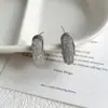 Pendientes de Malla con Forma de C, Modernos y Exquisitos, con un Estilo Minimalista Único, Lujo Ligero y Sensación de Alta Gama, Presentan Agujas de Plata S925 y un Temperamento Distintivo