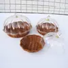 Cesta Tecida de Rattan Sintético Cesta de Armazenamento Flor de Ameixa com Tampa para Prato de Degustação Buffet Conservação Fresca À Prova de Poeira Tampa Transparente Cesta de Frutas e Legumes