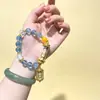 Pulsera de Cuentas de Vidrio para Mujer con Lámina de Oro Doble Círculo Estilo Chino Pulsera Mismo Estilo que el Templo Adornos de Lugares Escénicos Venta al por Mayor