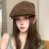 Gorra de Boina Retro Británica de Color Sólido para Mujer, Estilo Coreano Primavera y Otoño, Gorra de Pato Versátil que Adelgaza el Rostro, Boina de Calle de Moda para Pareja