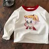 Camiseta térmica base para niños para otoño e invierno, camiseta de dibujos animados de moda estilo japonés para niños, elegante camisa de terciopelo para niños pequeños, conjuntos a juego para hermanos