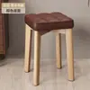 Banquinho Quadrado de Madeira Maciça para Casa Empilhável Banquinho de Mesa de Jantar Sala de Estar Alta Qualidade Assento Macio Banco de Jantar Quarto Simples Banquinho de Maquiagem
