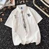 Camisa de Manga Corta Fina de Verano con Graffiti para Adolescentes Hombres y Estudiantes Casual Tendencia Marca Guapo Deportiva Retro Camisa Japonesa
